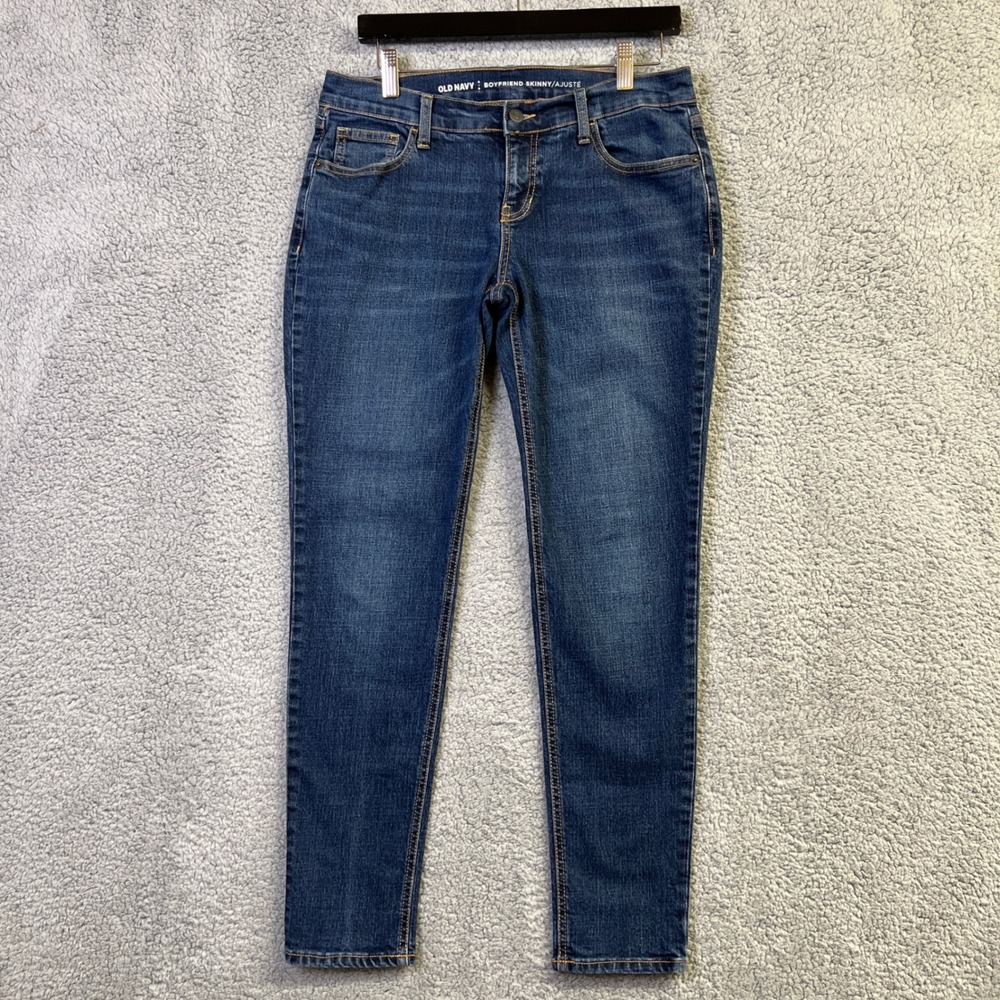 Old Navy Boyfriend Jeans Women 6 Regular Blue Denim Skinny Shasta Dark Wash